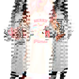 Pitbull Mom Pittie Mom Christmas Xmas Vibes Merry Pitmas Women's Oversized Comfort T-shirt | Mazezy