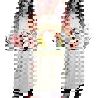 Rolling Fatties Tuxedo Cat Breed Mom Dad Kitten Retro Women's Oversized Comfort T-shirt - Thegiftio