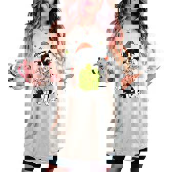 Santa Border Collie Christmas Border Collie Dog Mom Pajama Women's Oversized Comfort T-shirt | Mazezy