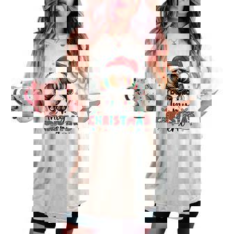 Santa Hat Messy Bun Christmas Girl In My Christmas Era Women's Oversized Comfort T-shirt | Seseable CA