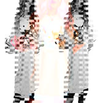 クールな水彩 三毛猫顔 三毛猫 お母さん 猫 お父さん レディースオーバーサイズコンフォートTシャツ - Kawaiitshirt