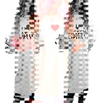 化学、化学が好き、化学の先生 化学実験技師、プレゼント、男性女性子供 I Love Chemistry レディースオーバーサイズコンフォートTシャツ - Kawaiitshirt