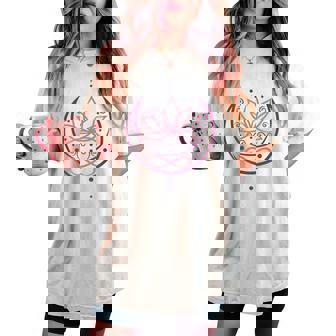 月と無限のシンボルの蓮 ヨガと禅 蓮の花 レディースオーバーサイズコンフォートTシャツ - Kawaiitshirt