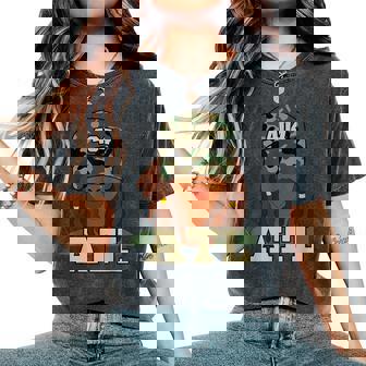 404 Atlanta Native Black Woman Locs Camo Hat Women's Oversized Comfort T-Shirt - Thegiftio