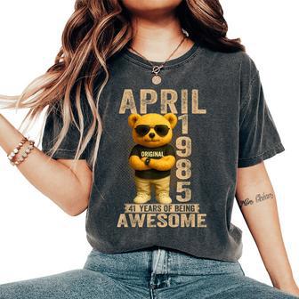 41歳 1985年4月 テディベア 41歳 誕生日 男性 女性 レディースオーバーサイズコンフォートTシャツ - Kawaiitshirt