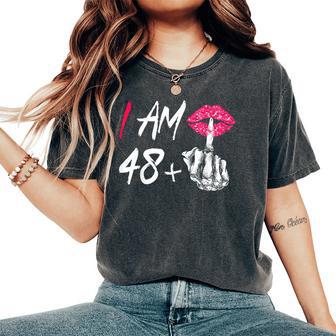 I Am 48 Plus 1 Middle Finger For A 49Th Birthday For Women Women's Oversized Comfort T-Shirt - Thegiftio UK