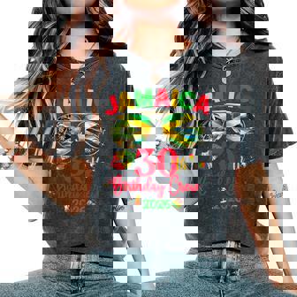 50th Birthday Girl Queen Jamaica Vacation Matching Women's Oversized Comfort Colors T-Shirt | Mazezy