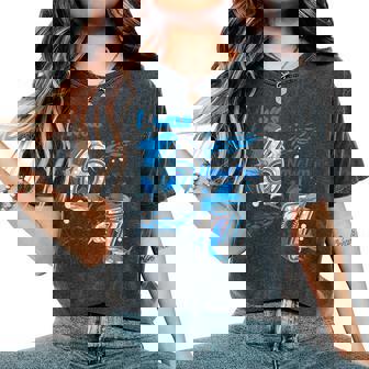 I Was 6 Now I'm 7 7Th Birthday Boy Girl Ocean Shark Birthday Women's Oversized Comfort T-Shirt - Thegiftio