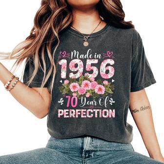 70 Year Old Made In 1956 Floral 70Th Birthday Women Women's Oversized Comfort T-Shirt - Thegiftio UK