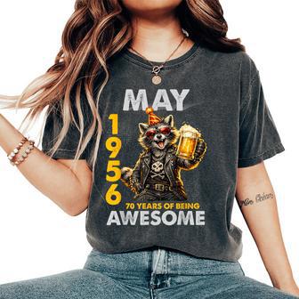 70Th Birthday Raccoon Beer May 1956Intage 70 Years Old レディースオーバーサイズコンフォートTシャツ - Kawaiitshirt