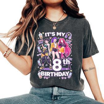 8Th Birthday 8 Year Old Girl Korean Pop Kpop Bday Party Women's Oversized Comfort T-Shirt - Thegiftio UK