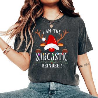 99 I Am The Sarcastic Reindeer -Adults Black Cotton Polyester Christmas Holiday Reindeer Women's Oversized Comfort T-Shirt - Thegiftio UK