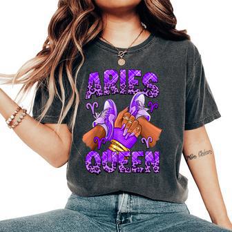 Aries Girl Zodiac Birthday Afro Queen Sneakers Nails Women's Oversized Comfort T-Shirt - Monsterry