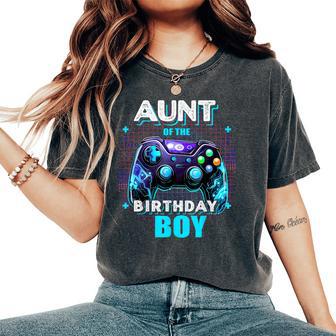 Aunt Of The Birthday Boy Matching Family Video Game Party Women's Oversized Comfort T-Shirt - Thegiftio UK