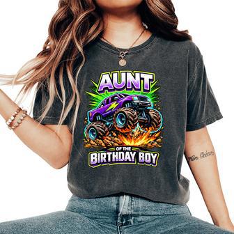 Aunt Of The Birthday Boy Monster Truck Birthday Party Women's Oversized Comfort T-Shirt - Thegiftio UK