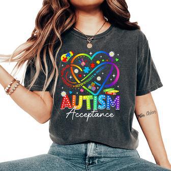 Autism Awareness Acceptance Heart Infinity Symbol Women Women's Oversized Comfort T-Shirt - Seseable