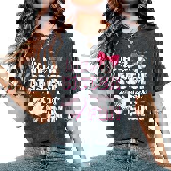 Baseball Little Sister Biggest Fan Baseball Girls Lil Sis Women's Oversized Comfort T-Shirt | Seseable UK