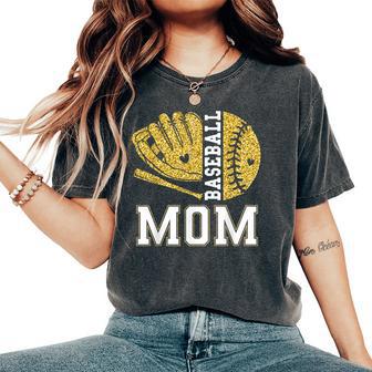 Baseball Mom Game Day Baseball Season Mama Girl Gold Women's Oversized Comfort T-Shirt - Monsterry