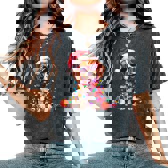 Beagle Dog Christmas Santa Hat Lights Xmas Pet Dog Lover Women's Oversized Comfort T-Shirt - Monsterry