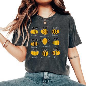 Bee Kind Positive Brave Happy Confident Humble Teacher Women's Oversized Comfort T-Shirt - Thegiftio UK