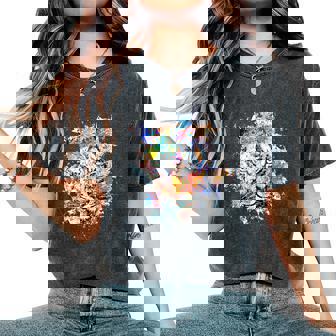 Beelegant 加熱虎 水彩画 面白い虎 レディースオーバーサイズコンフォートTシャツ - Kawaiitshirt