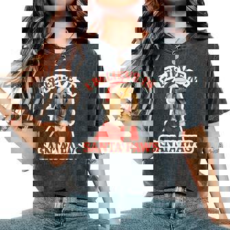 I Believe In Santa Paws Afghan Hound Dog Mom Dad Christmas Women's Oversized Comfort T-Shirt | Mazezy