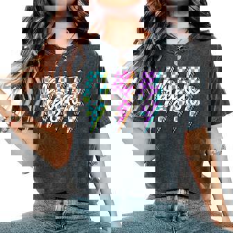 Big Sis Retro Checkered Lightning Bolt For Big Sister Girls Women's Oversized Comfort T-Shirt | Seseable UK