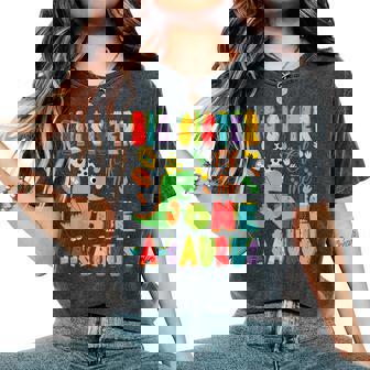 Big Sister Of The One-A-Saurus 1St Birthday Boy Dinosaur Women's Oversized Comfort T-Shirt | Seseable UK