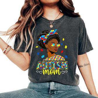 Black Afro Autism Mom American Autism Awareness Month Women's Oversized Comfort T-Shirt - Thegiftio UK