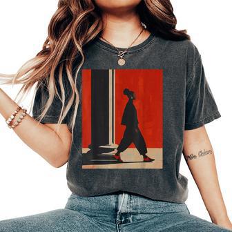 Black Girl Walking Afro Style Sneaker Fashion Women's Oversized Comfort T-Shirt | Seseable UK