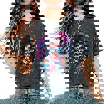 Black Queen Afro Melanin Paint Dripping Junenth Women's Oversized Comfort T-Shirt - Thegiftio