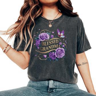 Blessed Grandma For Lavender Rose Butterfly Women's Oversized Comfort T-Shirt - Thegiftio UK