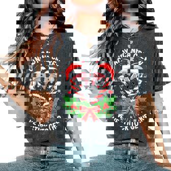 Candy Cane Crew We Stick Together Family Christmas Flamingo Women's Oversized Comfort T-Shirt - Thegiftio