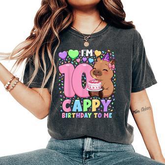 Capybara Birthday Kawaii Girl Capybara 10Th Birthday Women's Oversized Comfort T-Shirt - Thegiftio