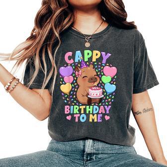 Capybara Birthday Kawaii Girl Cappy Birthday To Me Women's Oversized Comfort T-Shirt - Thegiftio