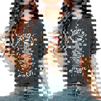 Capybara Christmas Lights Holiday Capy Lover Xmas Women's Oversized Comfort T-Shirt - Monsterry