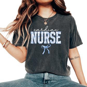 Cardiac Nurse Coquette Floral Cardiology Cvicu Nursing Grad Women's Oversized Comfort T-Shirt - Seseable