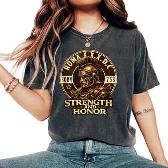 Casco Centurión Romano Fuerza Honor Antigua Roma 753 AC In Mangas Camiseta extragrande cómoda para mujer - Regaloses