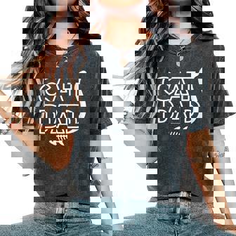 Cat Dad Minimal Typography With Tail Curl And Fishbone Women's Oversized Comfort Colors T-Shirt | Mazezy