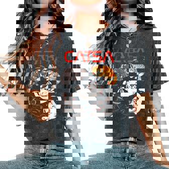 Catsa Cat Astronaut Universe Space Kitten Lover Galaxy Women's Oversized Comfort T-Shirt - Thegiftio