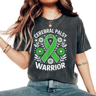 Cerebral Palsy Warrior Floral Cp Awareness Ribbon Fighter Women's Oversized Comfort T-Shirt - Seseable