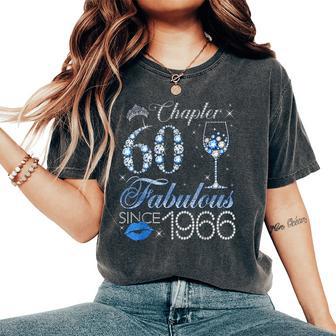 Chapter 60 60Th Birthday Crown Wine Glass Denim And Diamonds Women's Oversized Comfort T-Shirt | Mazezy