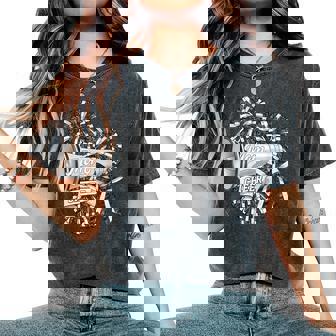 Cheer Mom Mama Bow Sport Cheerleader Cheerleading White Women's Oversized Comfort T-Shirt | Seseable CA