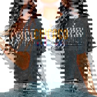 Chicago Illinois Il Night City Skyline Lights Women Women's Oversized Comfort T-Shirt - Thegiftio