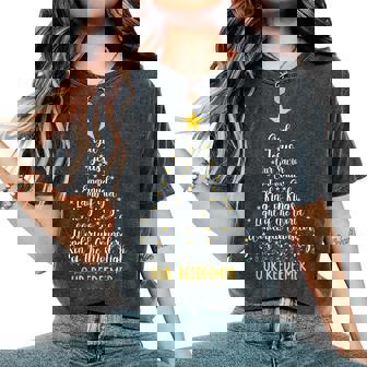 Christian Christmas Bible Verse Names Of Jesus Tree Shaped Women's Oversized Comfort T-Shirt - Thegiftio