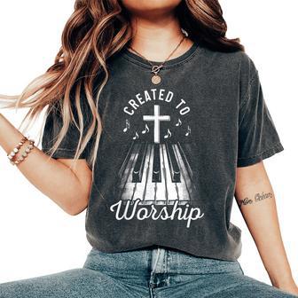 Christian Piano Player Co Piano Christian Faith Cross Worship Jesus Organ Pianist Women's Oversized Comfort T-Shirt - Thegiftio UK