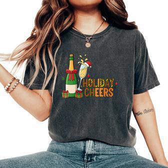 Christmas Holiday Cheers Christmas Champagne Drink Lover Women's Oversized Comfort T-Shirt - Thegiftio UK