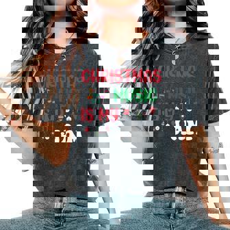 Christmas Music Is My Jam Music Notes Teacher Musicians Women's Oversized Comfort T-Shirt - Thegiftio