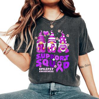 Cinta De Gnomo De Concienciaobre La Epilepsia Deupportquad Flower Groovy Cuello Camiseta extragrande cómoda para mujer - Regaloses