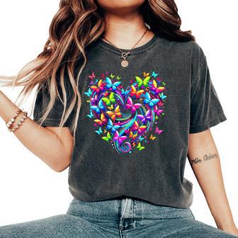 Colorful Butterfly Heart Nature Women's Oversized Comfort T-Shirt - Thegiftio UK